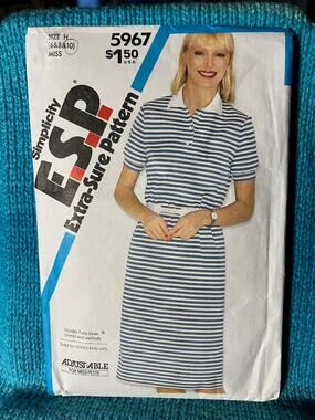 Simplicity pattern 5967 shirt dress 1980s size 6 8 10
